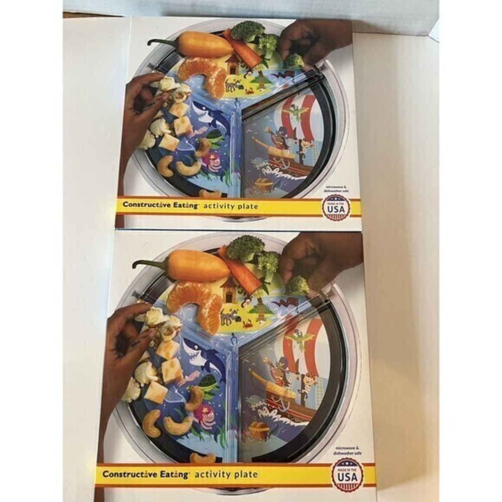 Constructive Eating Children’s Activity Divided Plates Set of 2